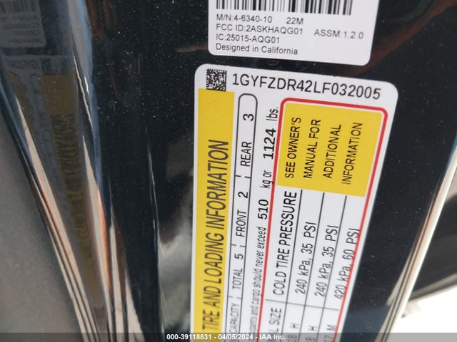 1GYFZDR42LF032005 Cadillac Xt4 Awd Premium Luxury