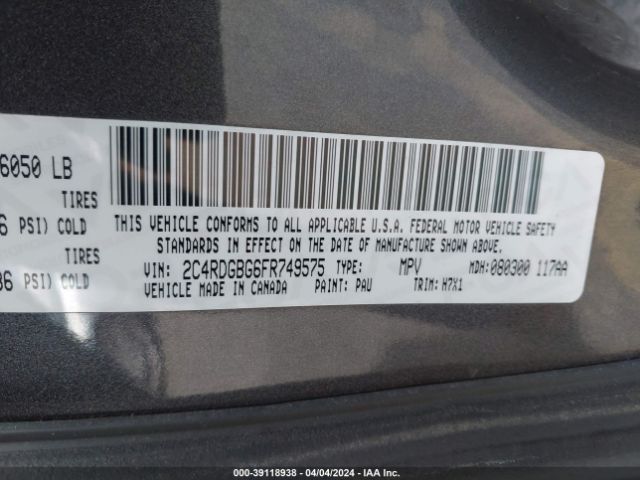 2C4RDGBG6FR749575 Dodge Grand Caravan American Value Pkg