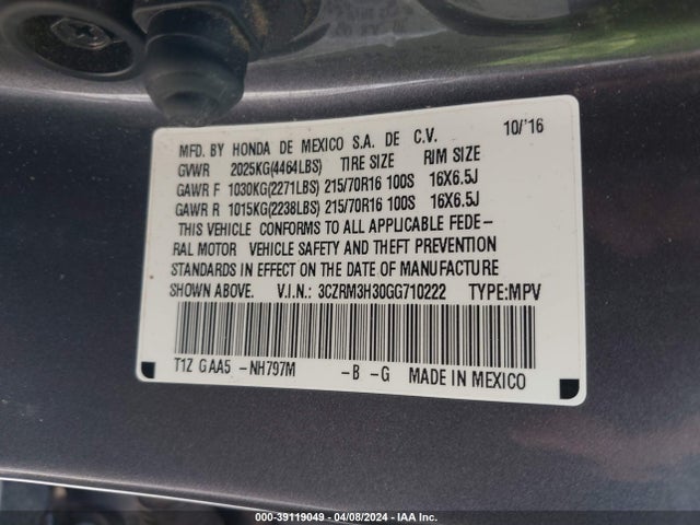 Honda CR-V LX 2016 3CZRM3H30GG710222 Image 9