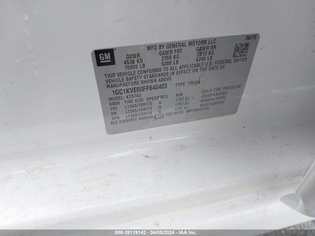 Chevrolet Silverado 2500hd Lt 2015 1GC1KVE80FF640483 Image 9