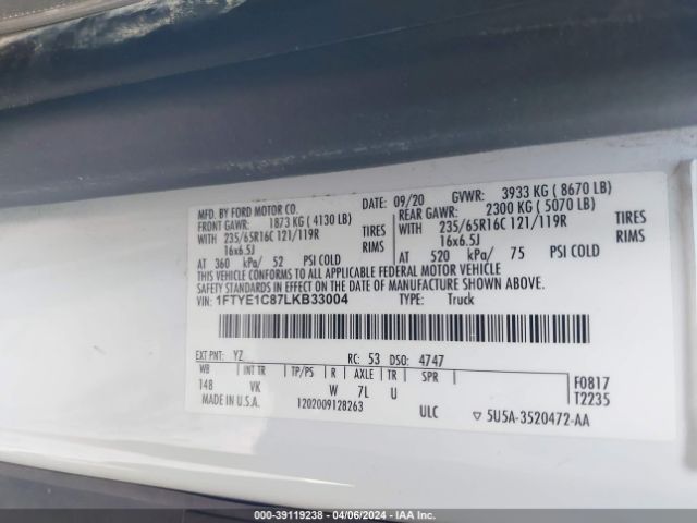 1FTYE1C87LKB33004 Ford Transit-150