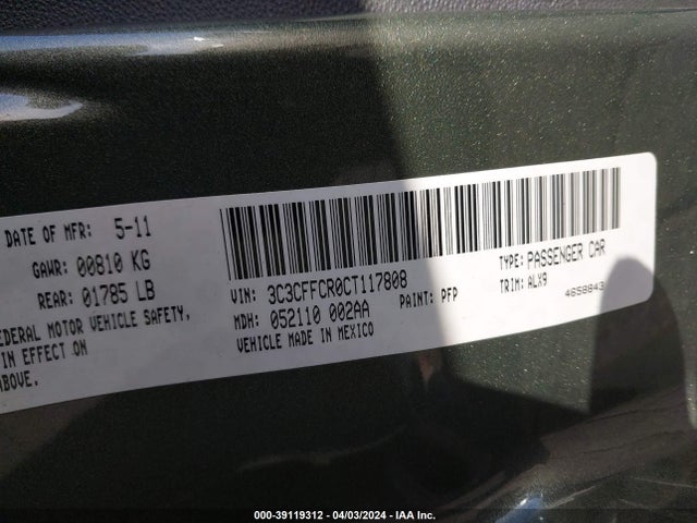 2012 FIAT 500 3C3CFFCR0CT117808 Photo 8