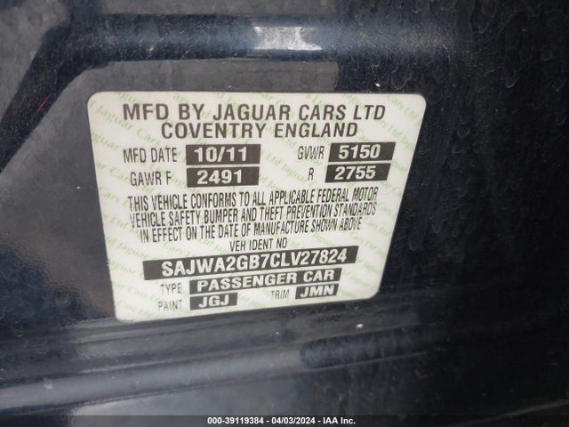 2012 JAGUAR XJ SAJWA2GB7CLV27824 Photo 8