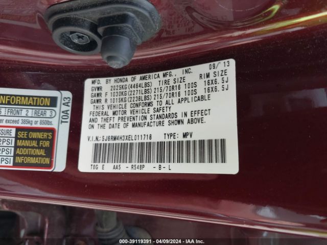 5J6RM4H3XEL011718 Honda CR-V LX