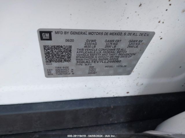 3GKALTEV7LL298060 GMC Terrain Awd Sle