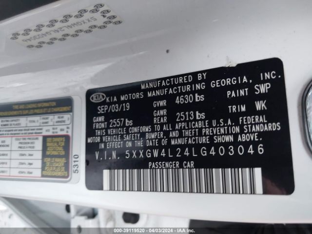 5XXGW4L24LG403046 KIA Optima Sx Turbo