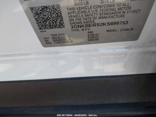 3GNKBERS2KS699753 Chevrolet BLAZER RS