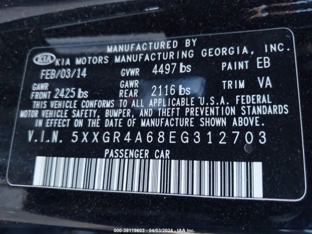 5XXGR4A68EG312703 KIA Optima Sx Turbo