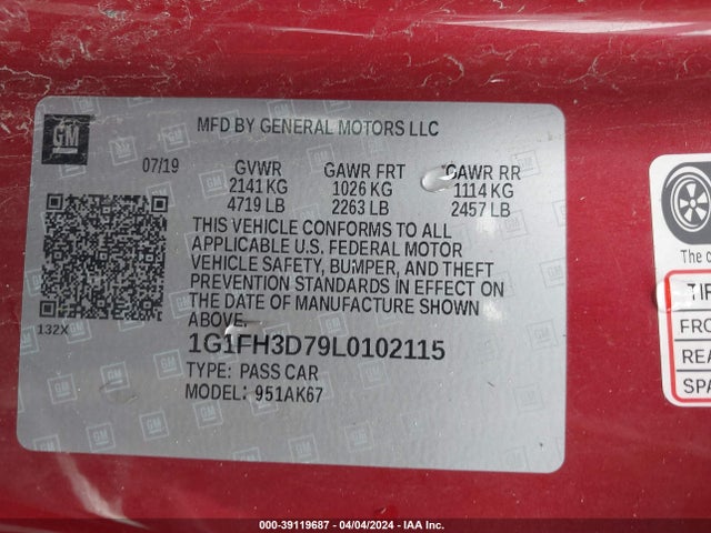 Chevrolet Camaro Rwd  2ss 2020 1G1FH3D79L0102115 Image 9