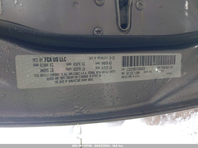 Dodge DART SXT 2015 1C3CDFBB1FD286529 Image 9