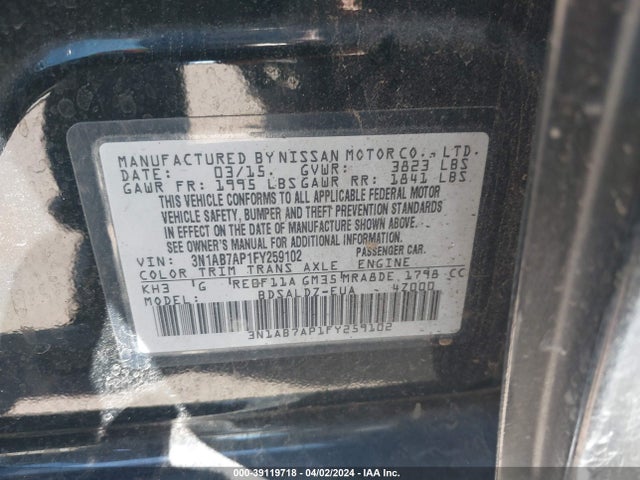 Nissan SENTRA SV 2015 3N1AB7AP1FY259102 Image 9