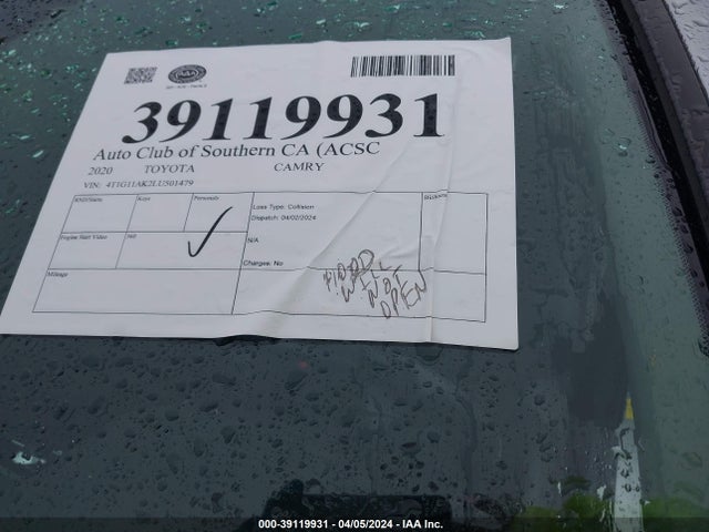 Toyota CAMRY SE 2020 4T1G11AK2LU501479 Image 10