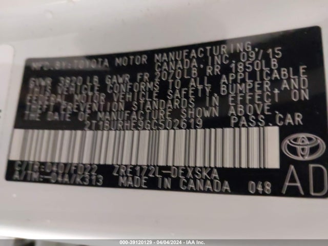 Toyota Corolla S Plus 2016 2T1BURHE9GC502619 Image 9