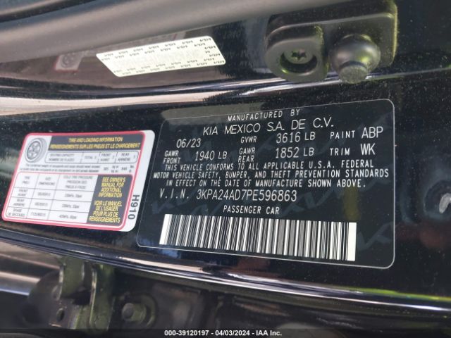 3KPA24AD7PE596863 KIA RIO LX