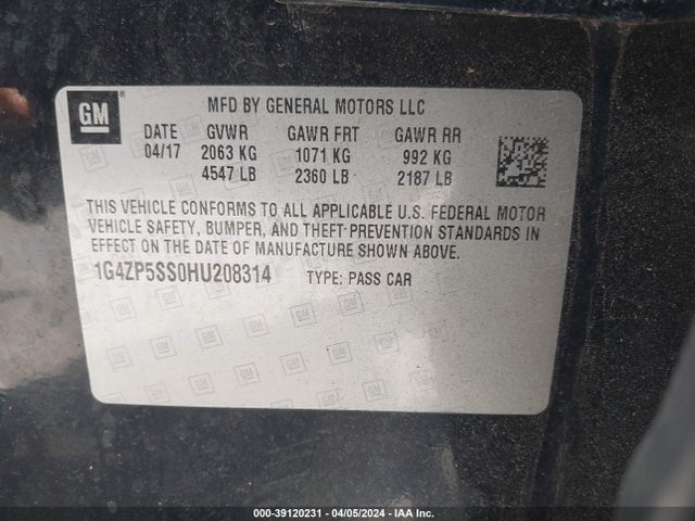 1G4ZP5SS0HU208314 Buick Lacrosse Essence