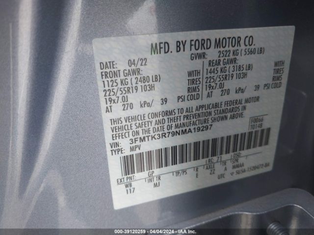 3FMTK3R79NMA19297 Ford Mustang Mach-e Premium