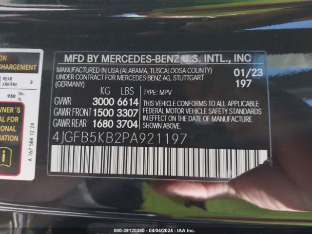 4JGFB5KB2PA921197 Mercedes-Benz Gle 450 4matic