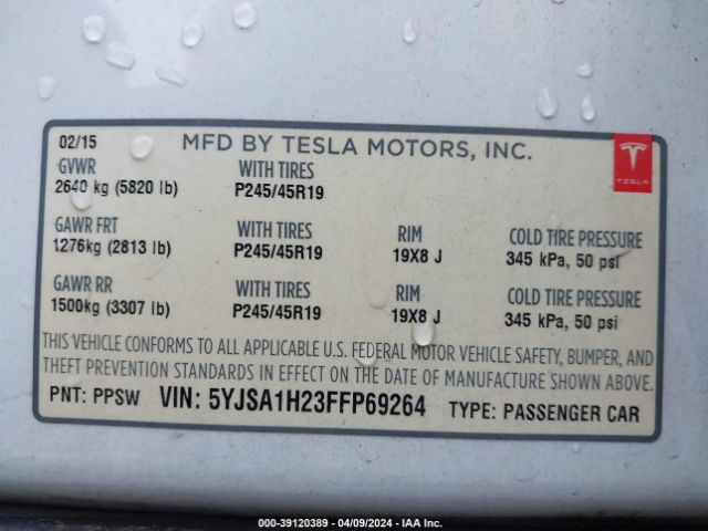 5YJSA1H23FFP69264 Tesla Model S 70d/85d/p85d