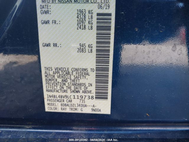 1N4BL4BV9LC119738 Nissan Altima S Fwd