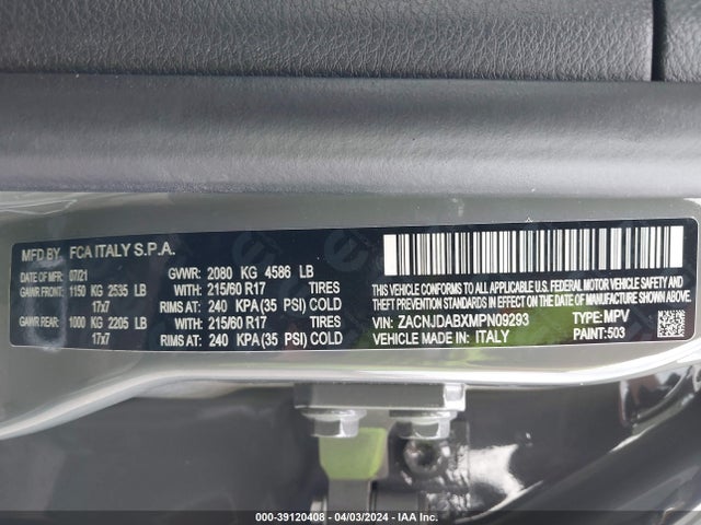 ZACNJDABXMPN09293 Jeep Renegade Freedom Edition 4x4