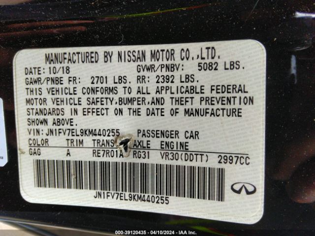 JN1FV7EL9KM440255 Infiniti Q60 3.0t Red Sport 400
