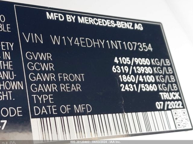 W1Y4EDHY1NT107354 Mercedes-Benz Sprinter 2500 High Roof V6