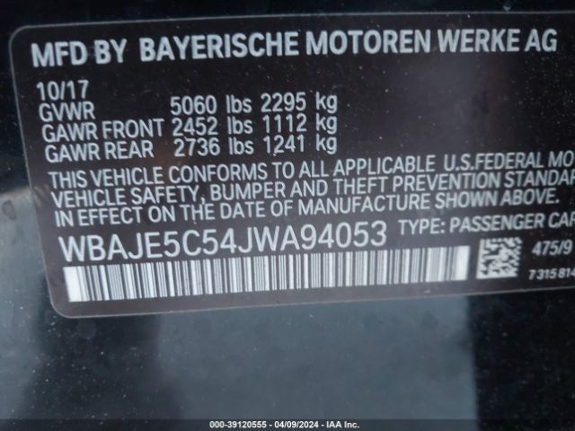 WBAJE5C54JWA94053 BMW 540I
