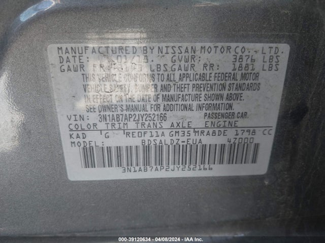 Nissan SENTRA SV 2018 3N1AB7AP2JY252166 Image 9