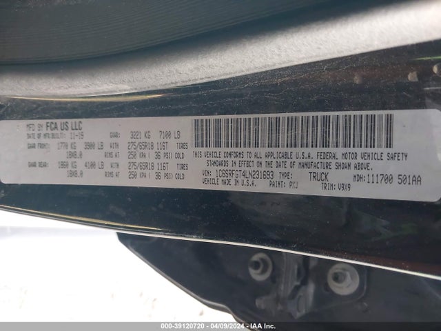 1C6SRFGT4LN231693 RAM 1500 Tradesman  4x4 5'7 Box