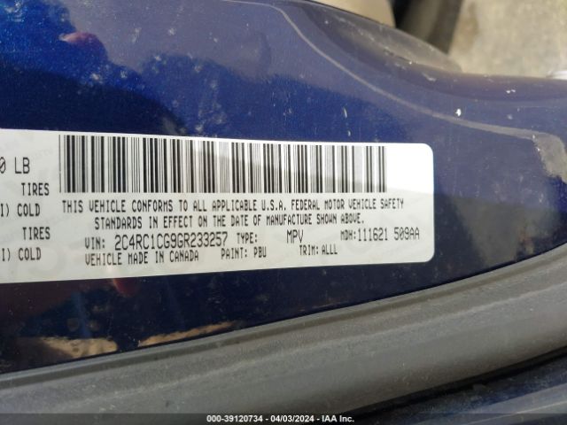 2C4RC1CG9GR233257 Chrysler Town & Country Touring-l