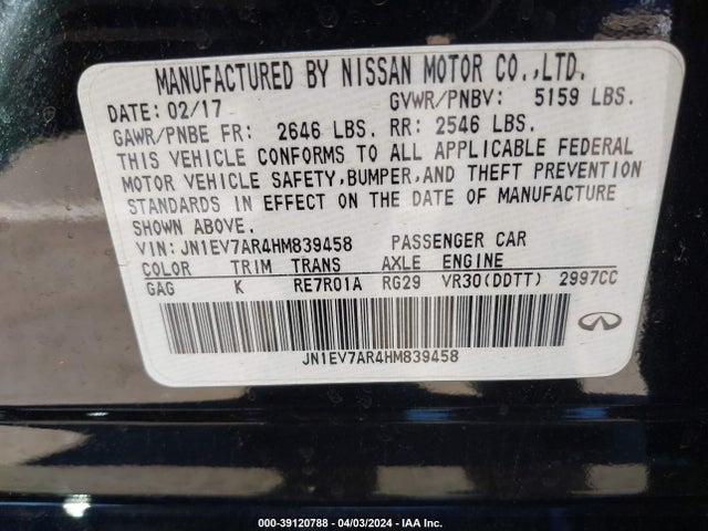 Infiniti Q50 3.0t Sport 2017 JN1EV7AR4HM839458 Image 9