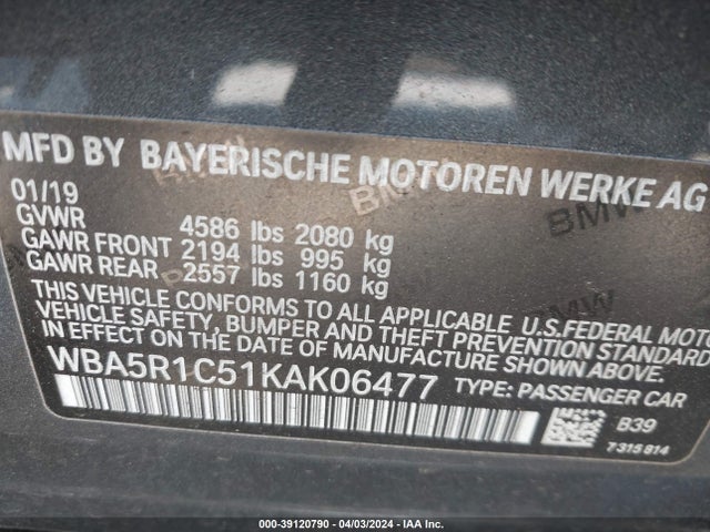 BMW 330I 2019 WBA5R1C51KAK06477 Image 9