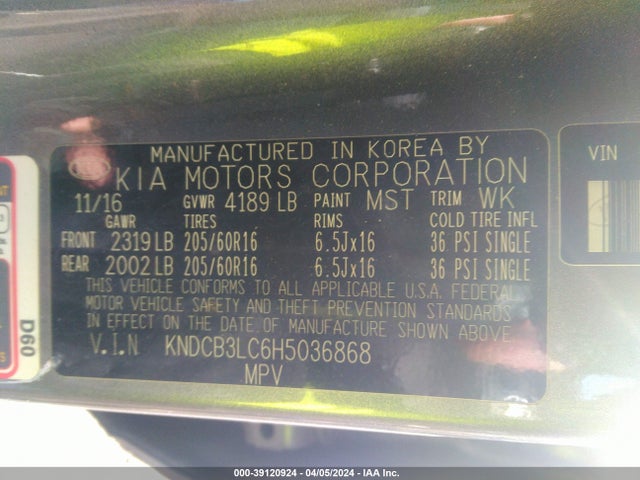 KIA NIRO LX 2017 KNDCB3LC6H5036868 Image 9