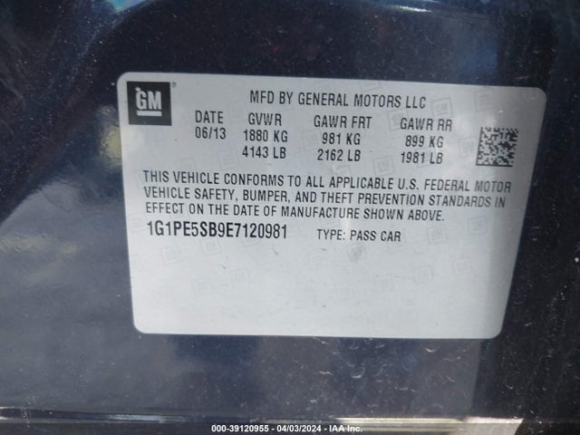 Chevrolet Cruze 2lt Auto 2014 1G1PE5SB9E7120981 Image 9