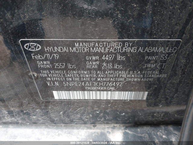 Hyundai SONATA SE 2019 5NPE24AF1KH776492 Image 9