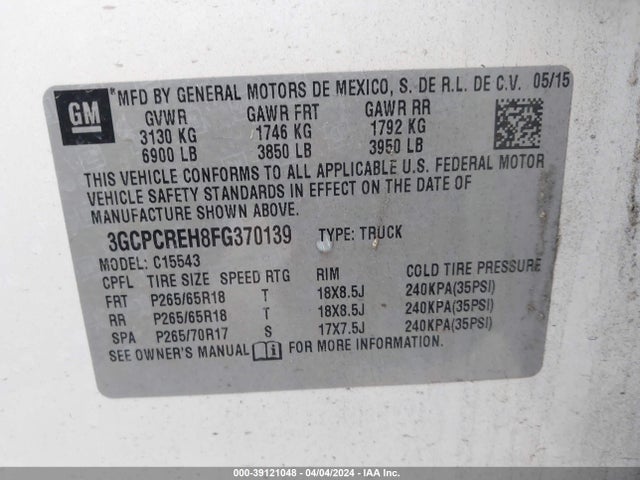 Chevrolet Silverado 1500 1lt 2015 3GCPCREH8FG370139 Image 9