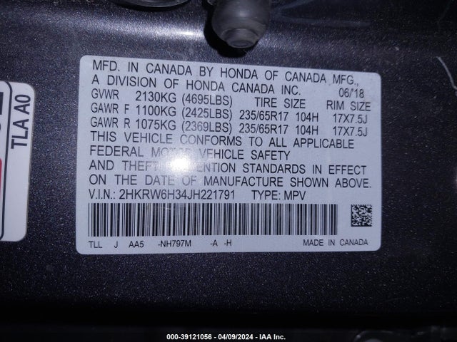 Honda CR-V LX 2018 2HKRW6H34JH221791 Image 9