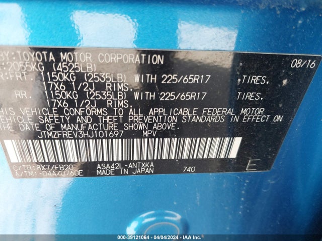 Toyota RAV4 LE 2017 JTMZFREV3HJ101697 Image 9