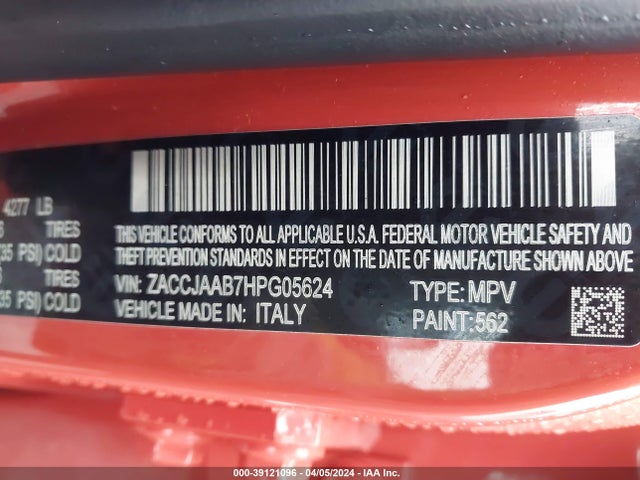 ZACCJAAB7HPG05624 Jeep Renegade Sport Fwd