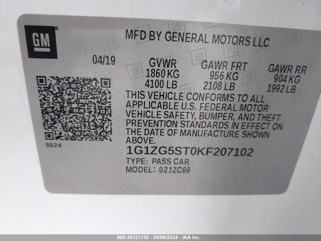Chevrolet MALIBU RS 2019 1G1ZG5ST0KF207102 Image 9