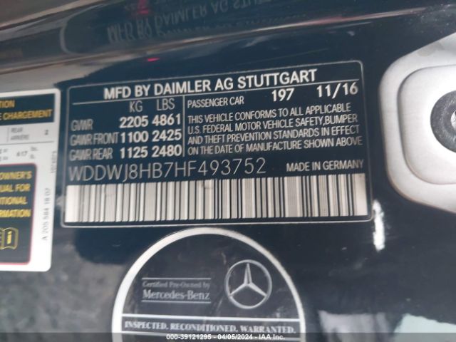 WDDWJ8HB7HF493752 Mercedes-Benz Amg C 63 S