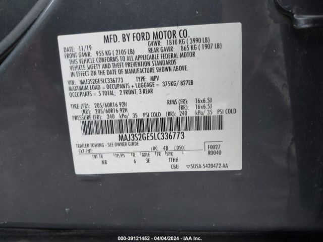2020 FORD ECOSPORT MAJ3S2GE5LC336773 Photo 8