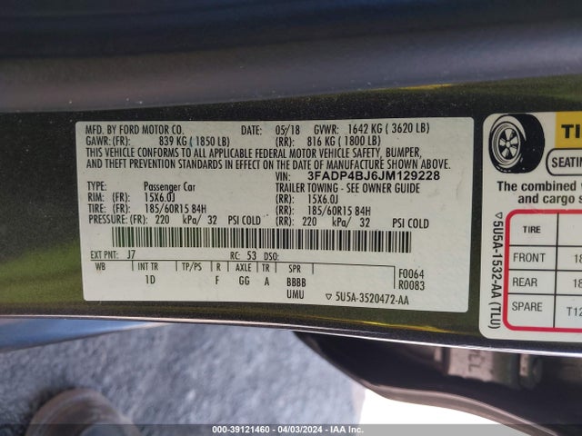 Ford FIESTA SE 2018 3FADP4BJ6JM129228 Image 9
