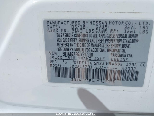 Nissan SENTRA S 2018 3N1AB7AP6JY317990 Image 9