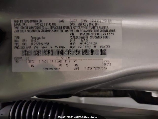 Ford FOCUS SE 2017 1FADP3F21HL271771 Image 9