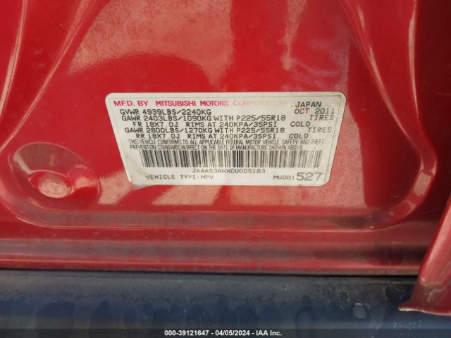 2012 MITSUBISHI OUTLANDER JA4AS3AWXCU005183 Photo 8