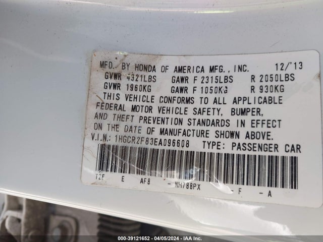 Honda Accord Ex-l 2014 1HGCR2F83EA096608 Image 9