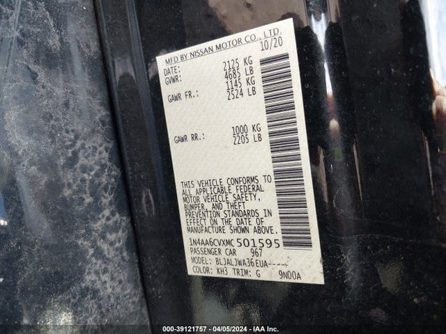 Nissan Maxima Sv Xtronic Cvt 2021 1N4AA6CVXMC501595 Image 9