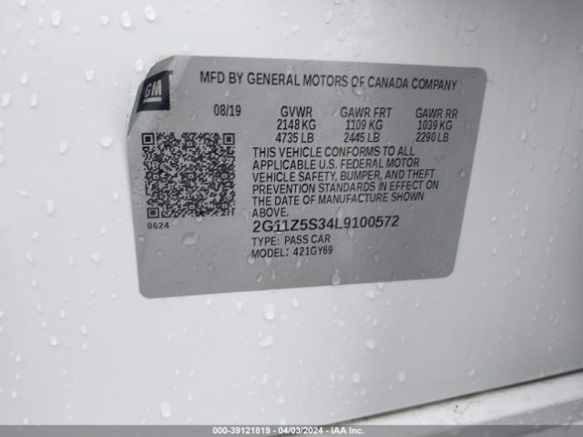 2G11Z5S34L9100572 Chevrolet Impala Fwd Lt