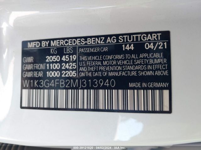 W1K3G4FB2MJ313940 Mercedes-Benz A 220 4matic